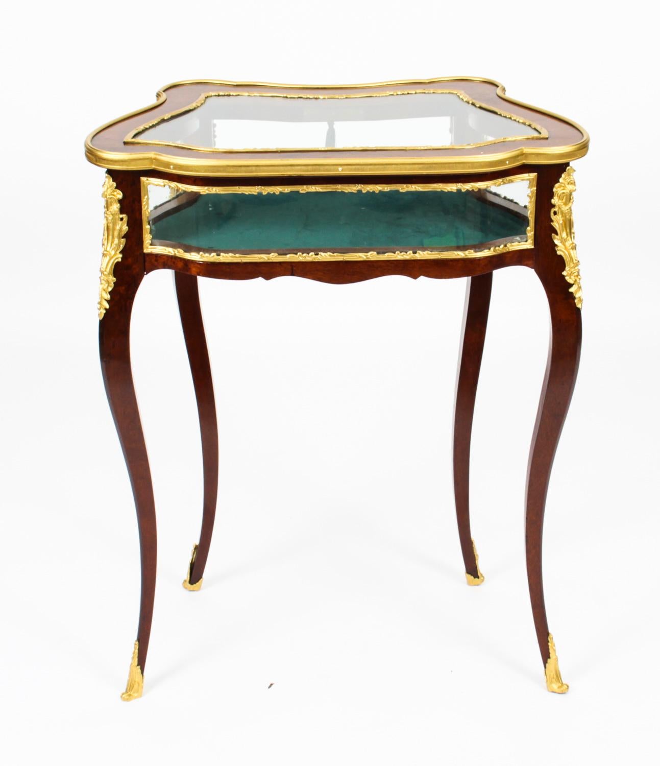 Mid-19th Century Antique Pair French Ormolu Mounted Bijouterie Display Tables, 19th Century