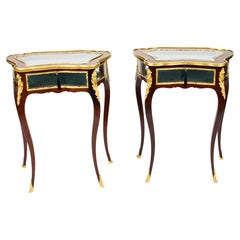 Antique Pair French Ormolu Mounted Bijouterie Display Tables, 19th Century