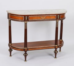 Antique Pair French Ormolu Mounted Carrara Marble Topped Console Tables 19th C
