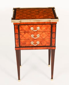 Antique Pair French Parquetry Bedside Cabinets 19th Century