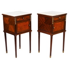 Antique Pair French Parquetry Nachttische Truhen 19. Jahrhundert