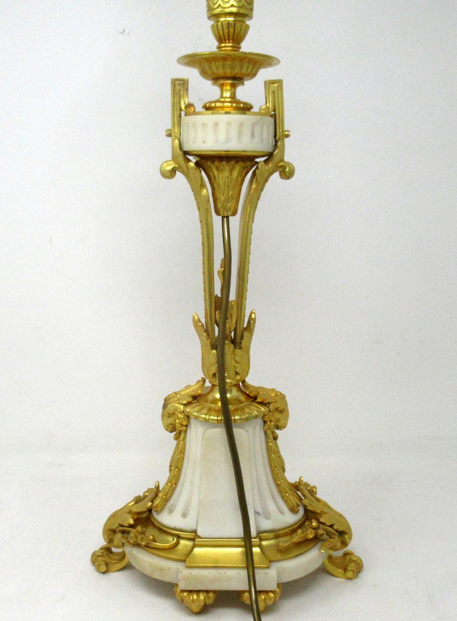 19th Century Antique Pair French Regency Grand Tour Ormolu Gilt Bronz Marble Urns Table Lamps