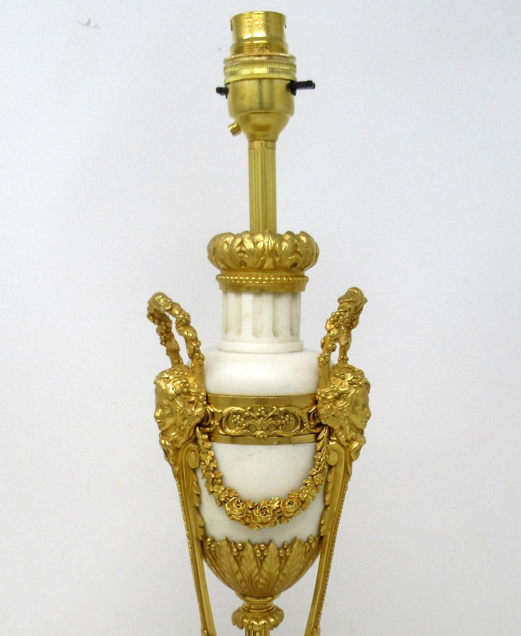 Antique Pair French Regency Grand Tour Ormolu Gilt Bronz Marble Urns Table Lamps 3