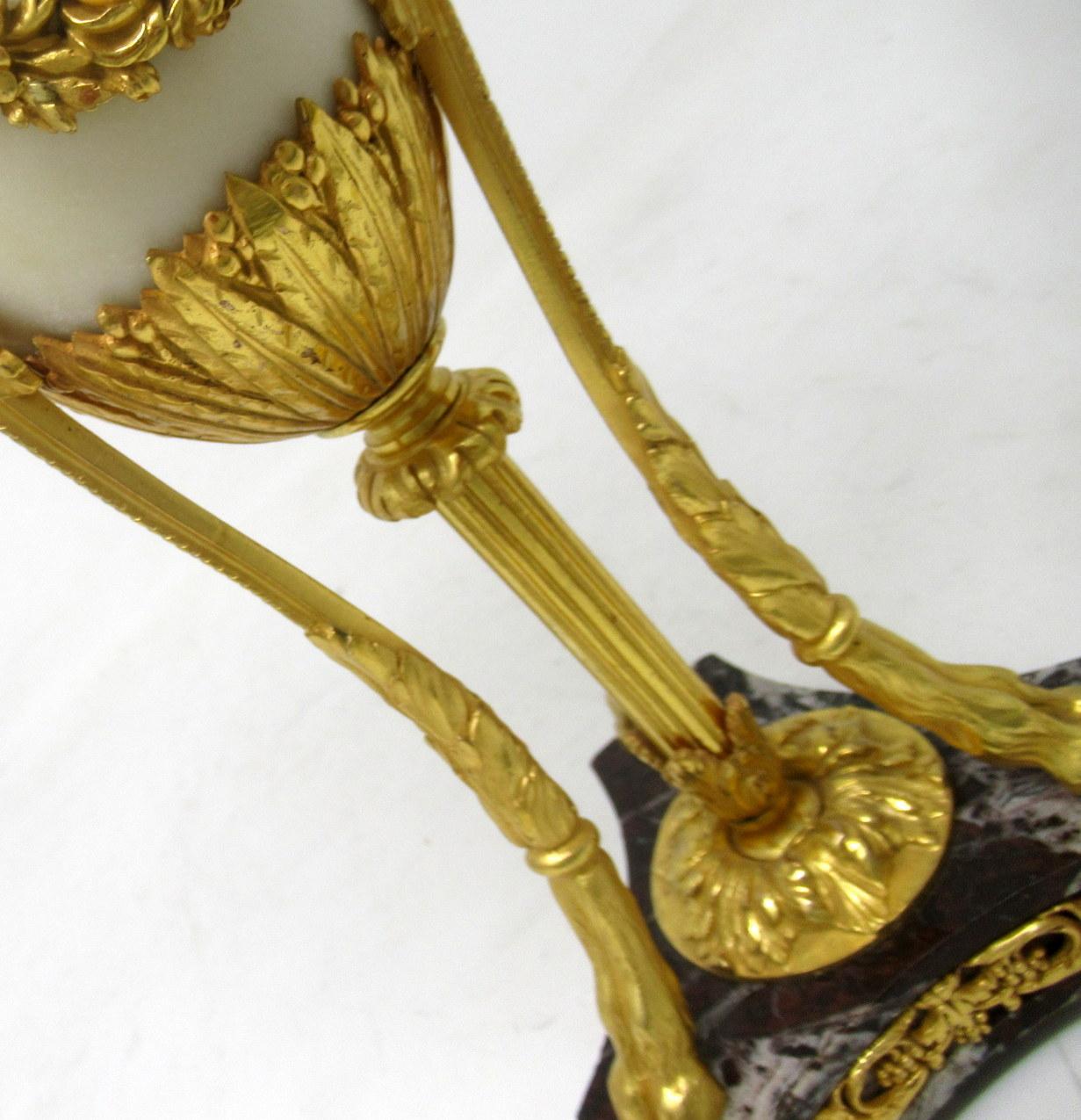 Antique Pair French Regency Grand Tour Ormolu Gilt Bronz Marble Urns Table Lamps 3