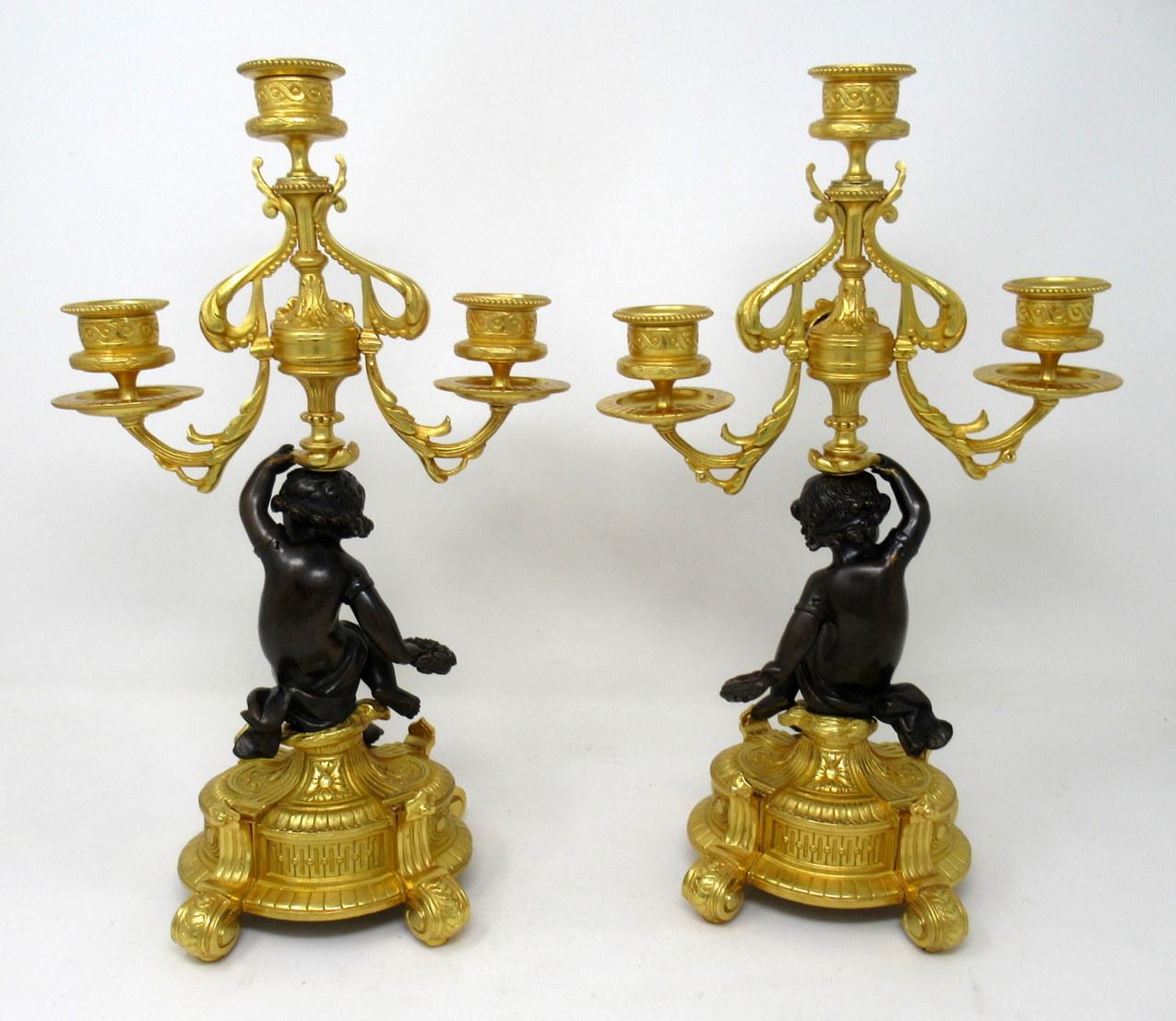 Antique Pair of Sèvres Porcelain Gilt Bronze Cherub Candelabra Candlesticks In Good Condition In Dublin, Ireland