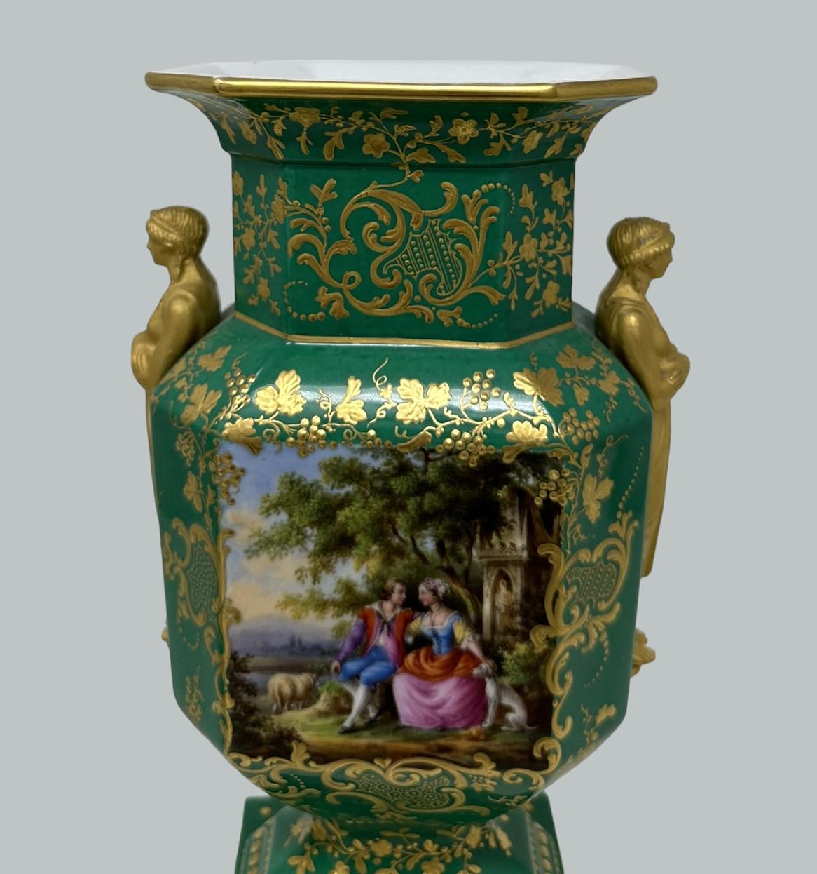 Antique Pair French Sèvres Porcelain Gilt Mounted Urns Vases Centerpieces 1830 4