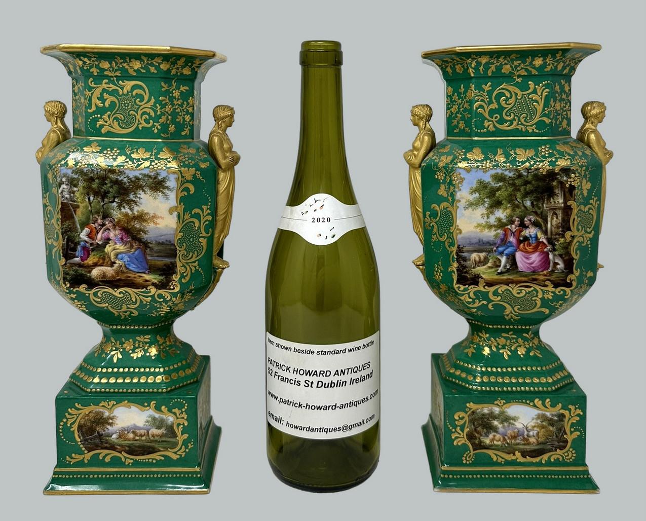 Antique Pair French Sèvres Porcelain Gilt Mounted Urns Vases Centerpieces 1830 7