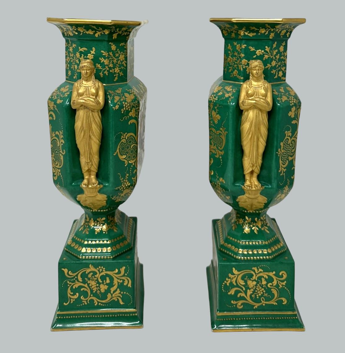 19th Century Antique Pair French Sèvres Porcelain Gilt Mounted Urns Vases Centerpieces 1830