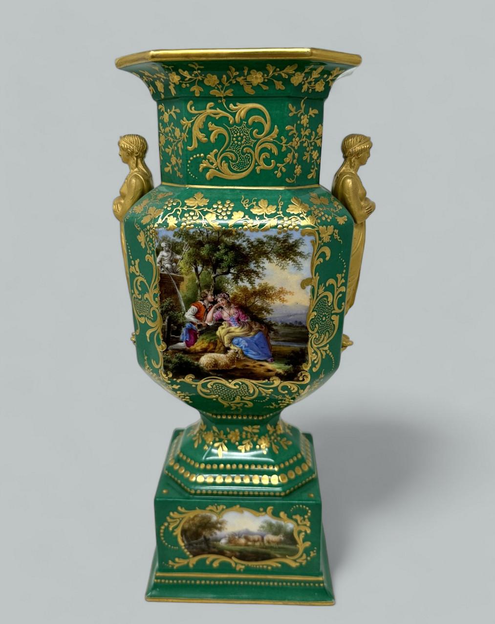 Ceramic Antique Pair French Sèvres Porcelain Gilt Mounted Urns Vases Centerpieces 1830