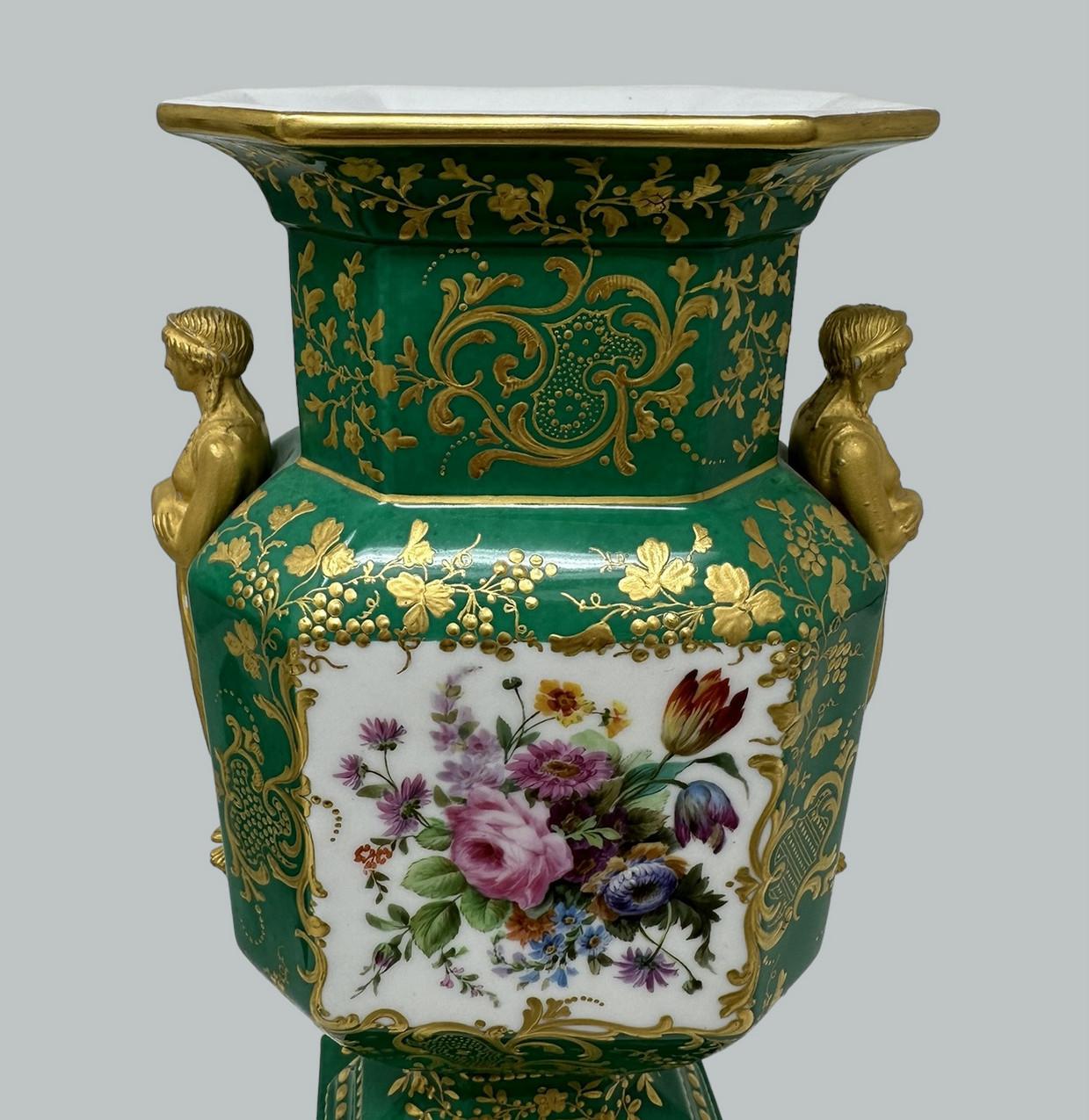 Antique Pair French Sèvres Porcelain Gilt Mounted Urns Vases Centerpieces 1830 1