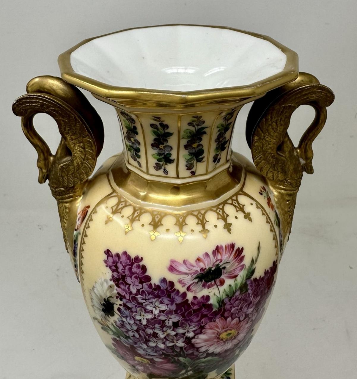Antique Pair French Sèvres Style Porcelain Gilt Mounted Urns Vases Centerpieces 2