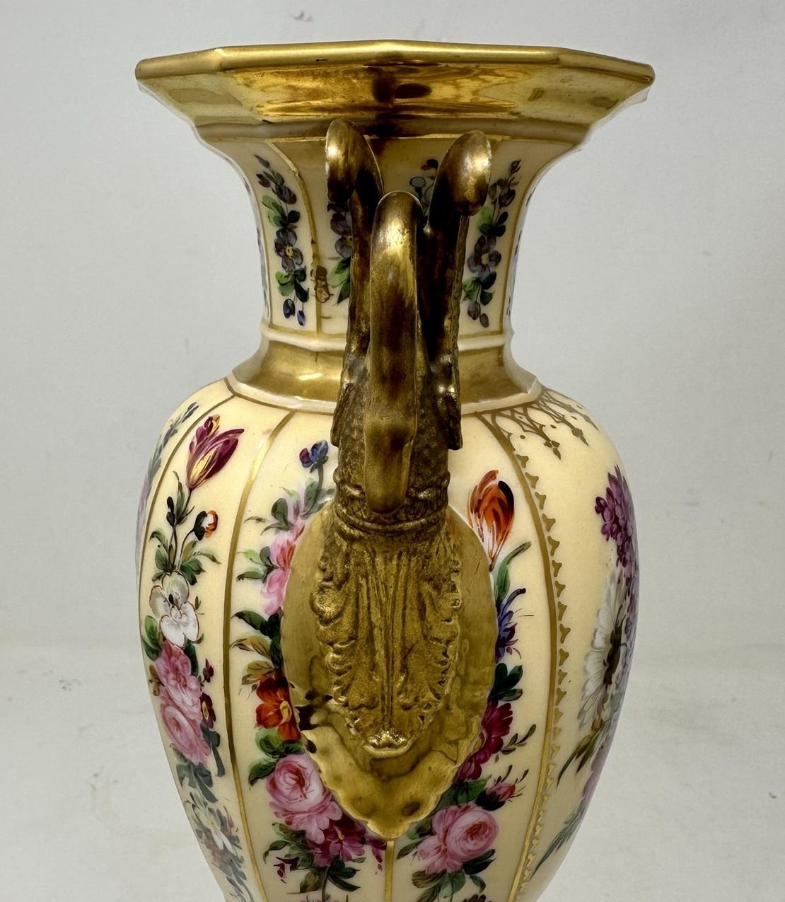 Antique Pair French Sèvres Style Porcelain Gilt Mounted Urns Vases Centerpieces 3