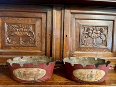 Antique Pair French Tole Jardinieres Monteiths Chinoiserie Cachepot Early 19th C