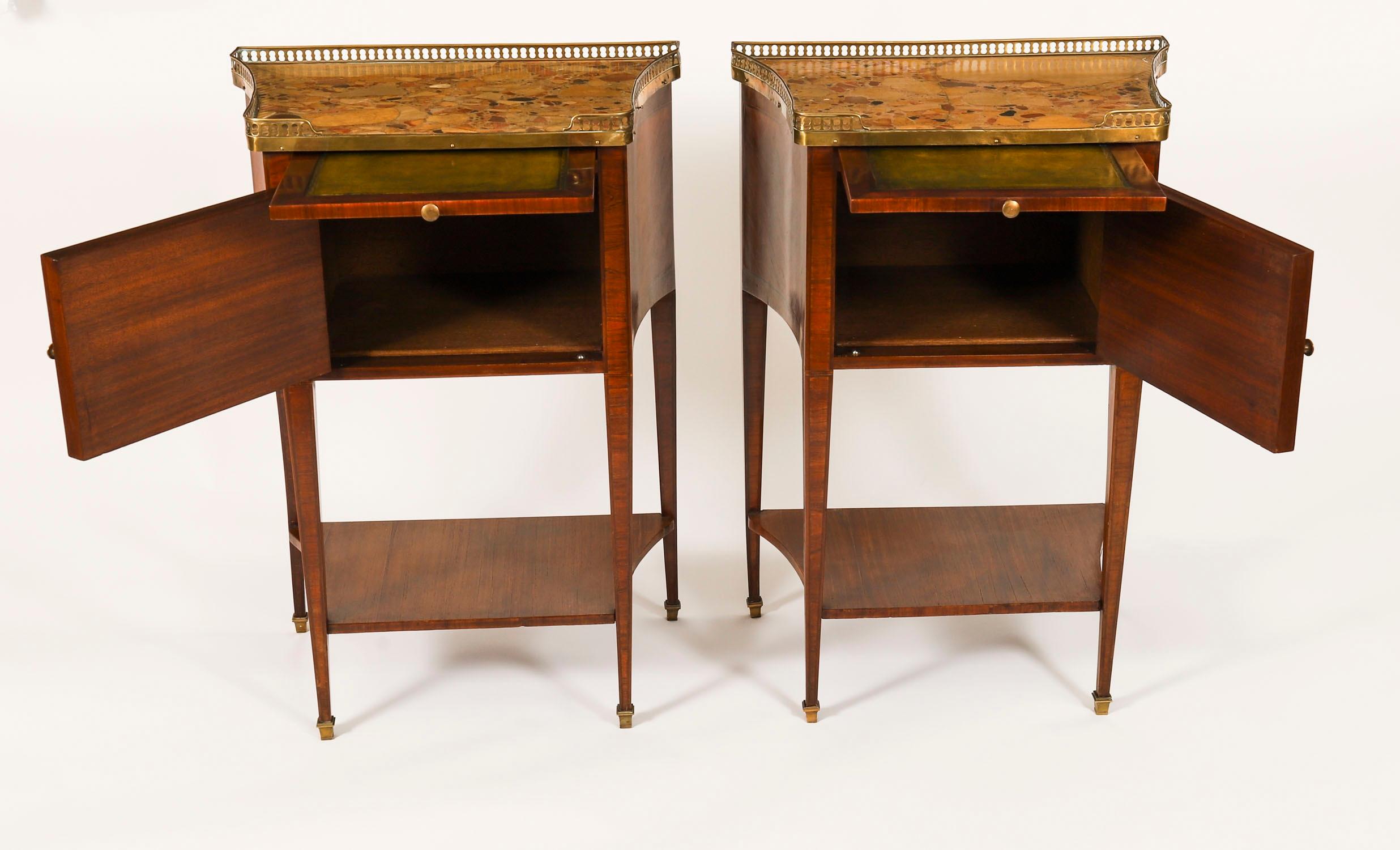 Antique Pair French Walnut & Tulipwood Bedside Cabinets C1900 For Sale 12