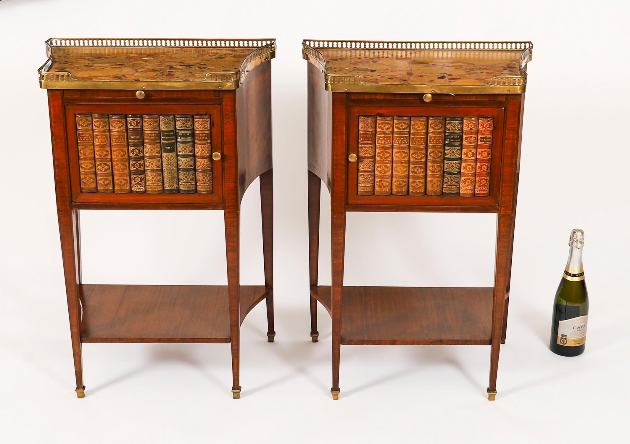 Antique Pair French Walnut & Tulipwood Bedside Cabinets C1900 For Sale 13