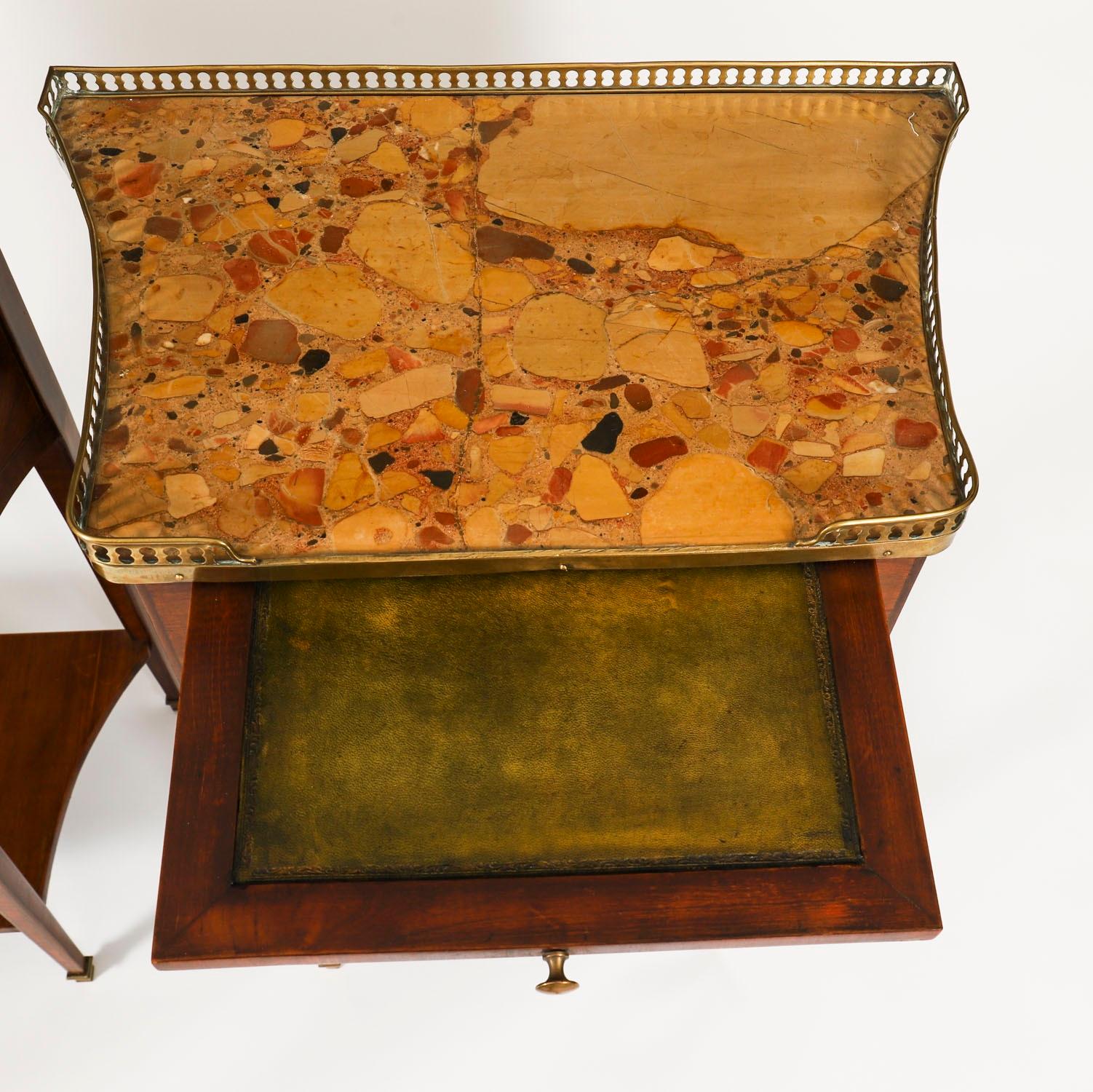 Louis XVI Antique Pair French Walnut & Tulipwood Bedside Cabinets C1900 For Sale