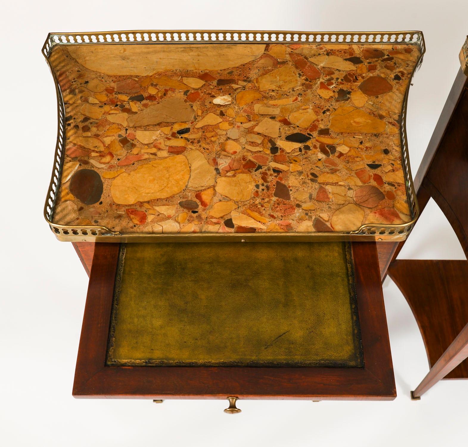 Antique Pair French Walnut & Tulipwood Bedside Cabinets C1900 In Good Condition For Sale In London, GB