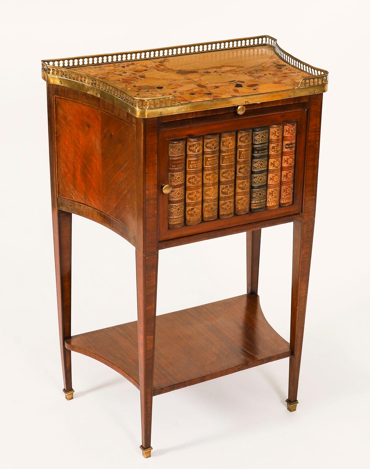 Marble Antique Pair French Walnut & Tulipwood Bedside Cabinets C1900 For Sale