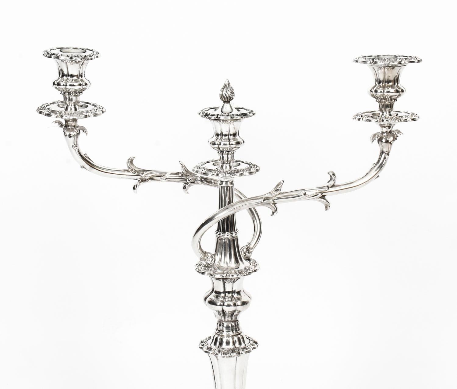 Pair of George III 3-Light Old Sheffield Candelabra Rothschild, 19th Century In Good Condition In London, GB