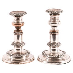 Antique Pair George IV Old Sheffield Telescopic Candlesticks C1825 19th Century