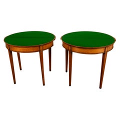 Antique Pair Georgian Demi-lune Inlaid Mahogany & Stainwood Card Tables 1780