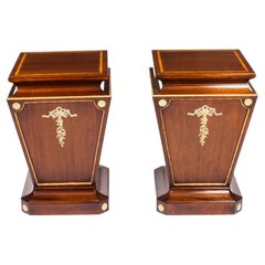 Antique Pair Georgian Revival Mahogany and Giltwood Low Pedestals 19th Century