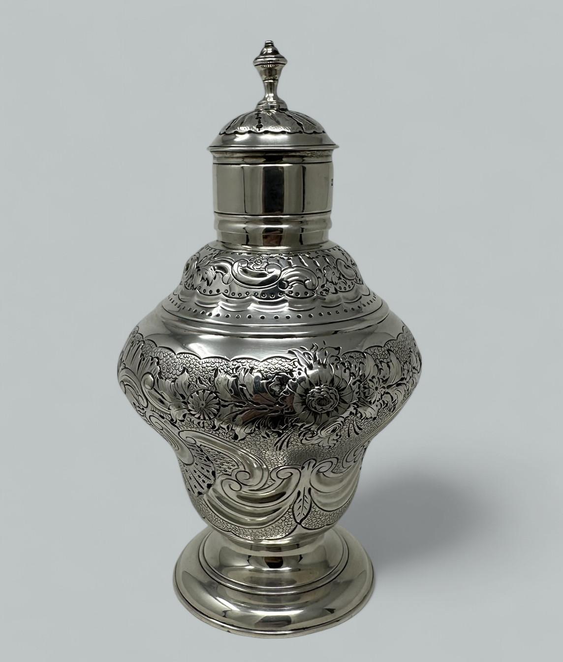 20th Century Antique Pair Georgian Style Sterling Silver Tea Caddies Caddy Harris & Sons 1909 For Sale