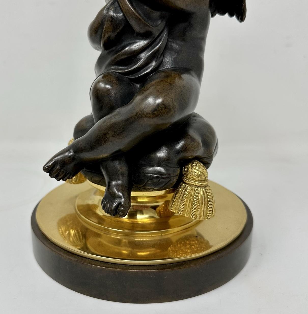 Antique Pair Gilt Bronze Dore Ormolu Table Lamps Clodion Grand Tour Cherubs 19ct 1