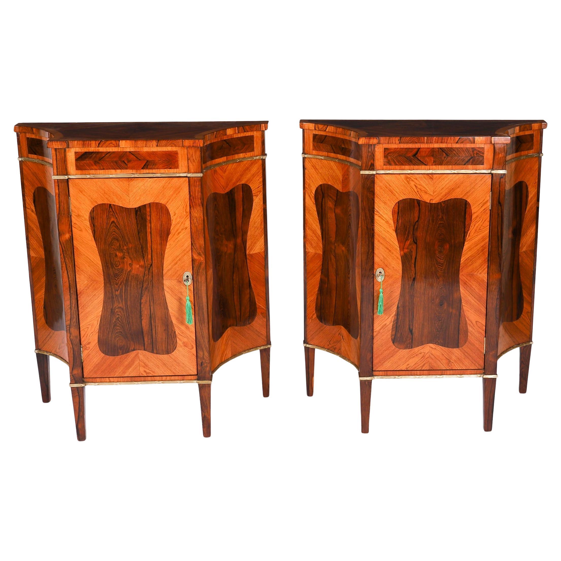 Pareja de armarios auxiliares antiguos Goncalo Alves y King-Wood Siglo XIX