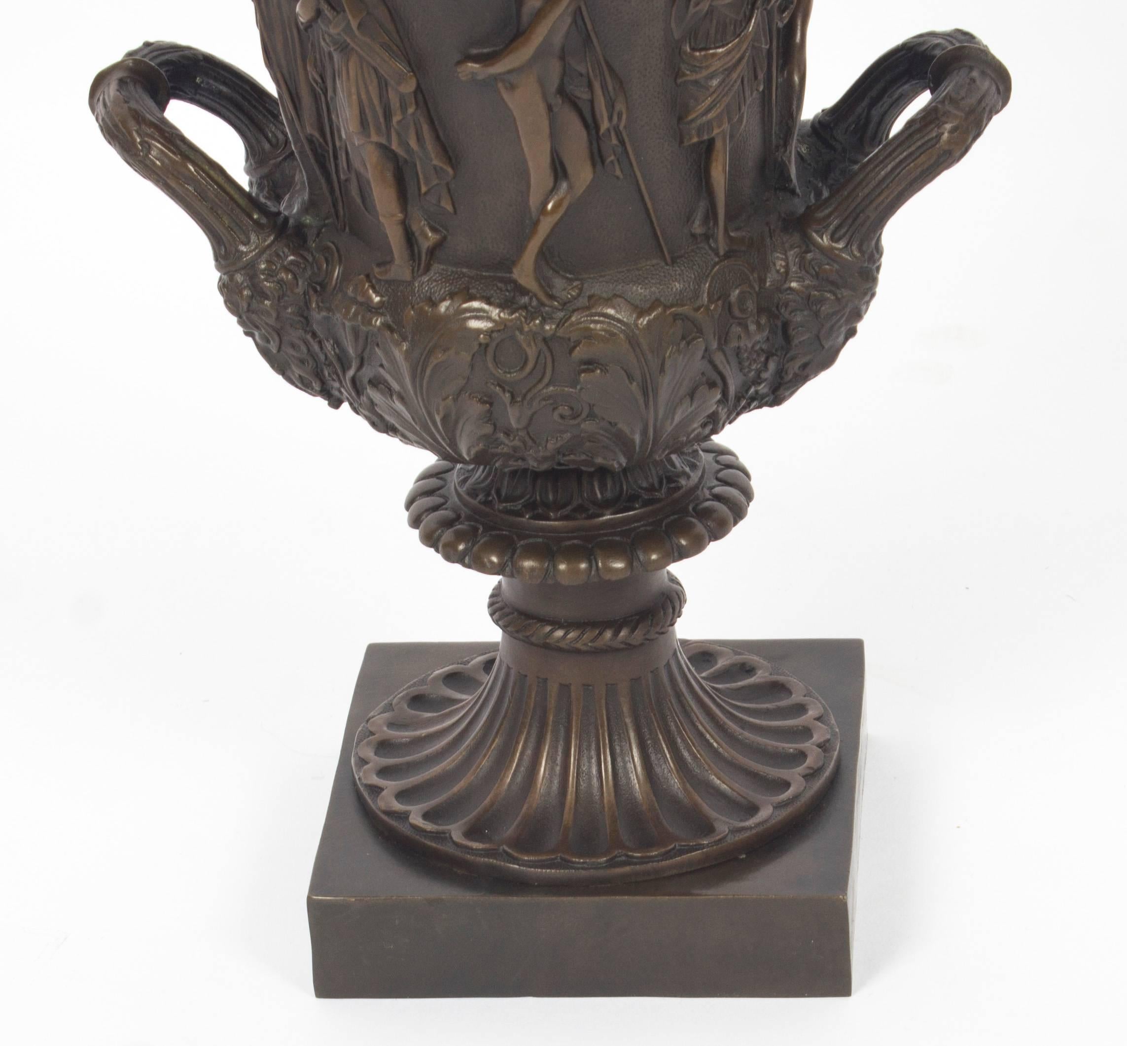 Antique Pair of Grand Tour Borghese Bronze Campana Urns, 19th Century 7