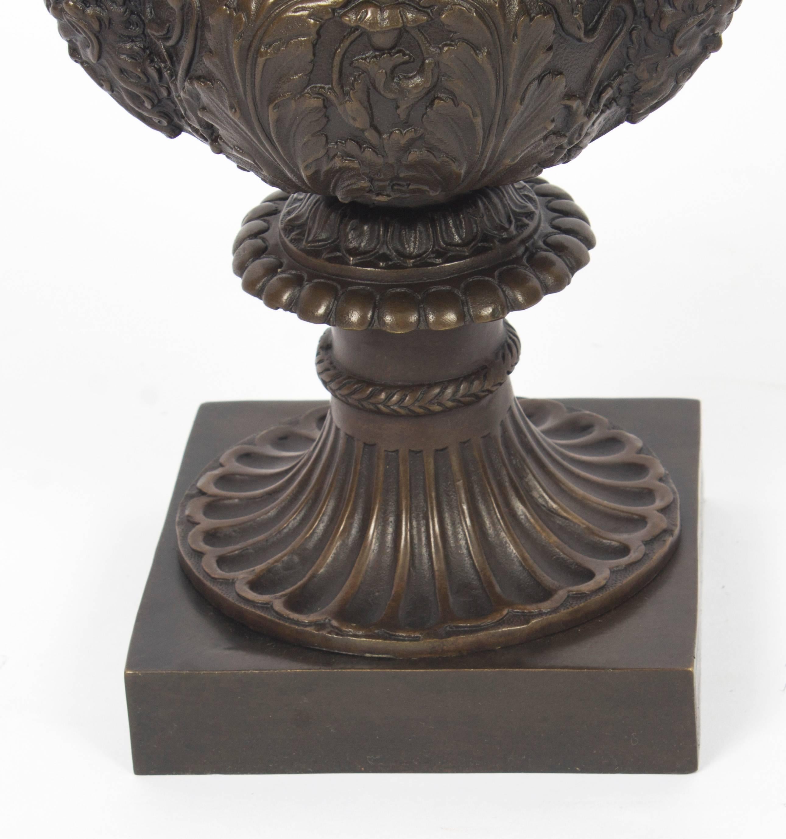 Antique Pair of Grand Tour Borghese Bronze Campana Urns, 19th Century 1