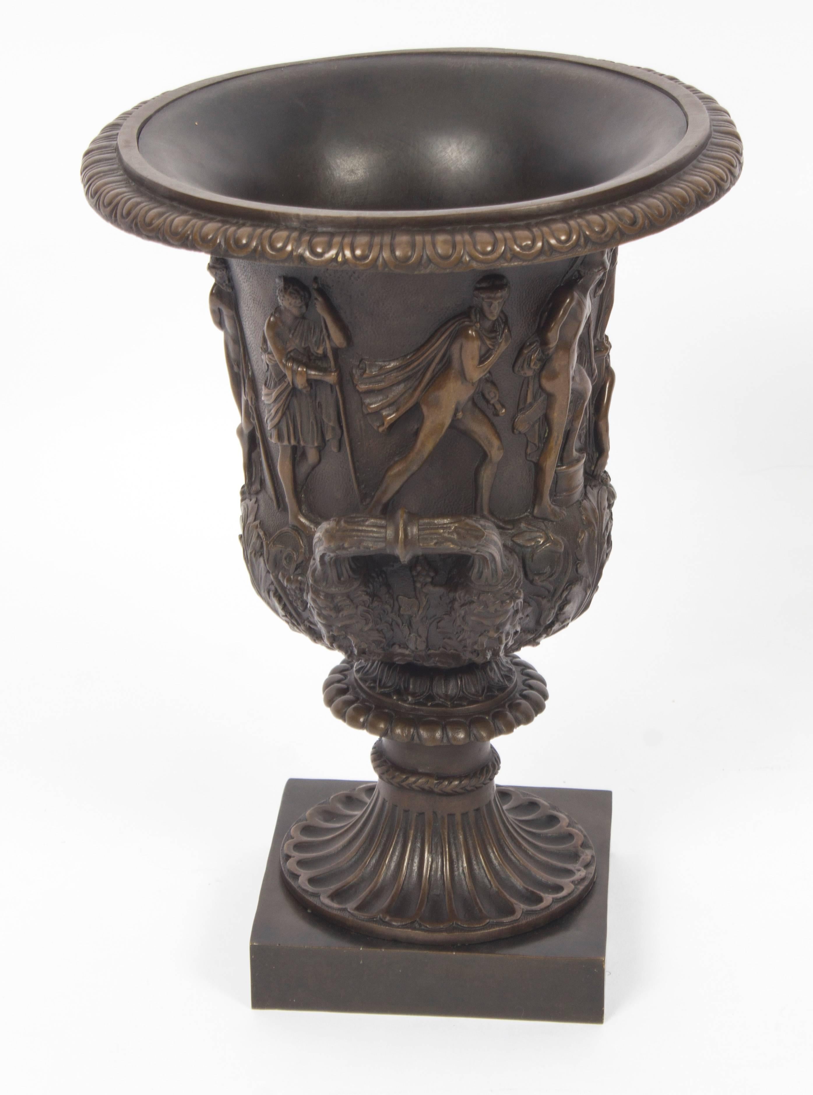 Antique Pair of Grand Tour Borghese Bronze Campana Urns, 19th Century 3