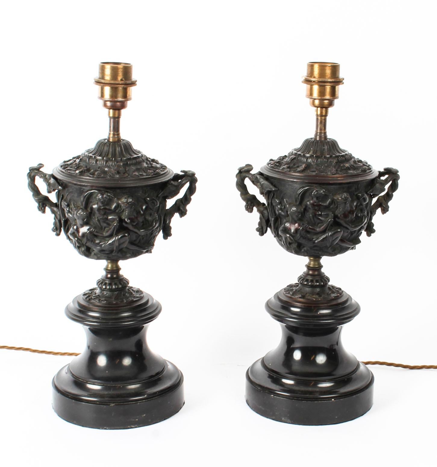 Antique Pair of Grand Tour Bronze Urn Lamps Sir David Tang, 19th Century 9