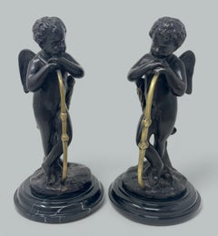 Par Antiguo Querubines Putti de Bronce Franceses Estilo Grand Tour según Auguste Moreau