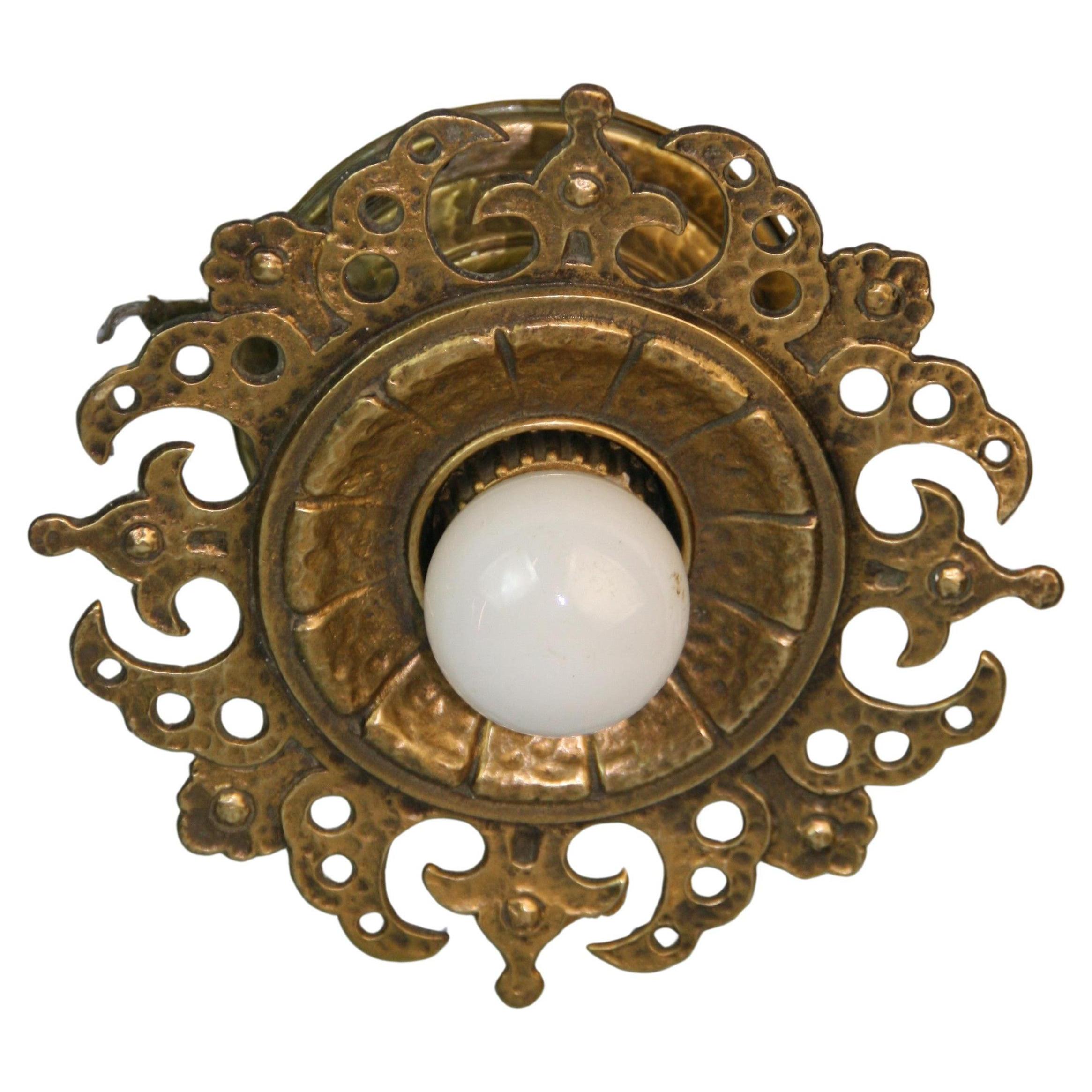 Antique Pair  Italian Gilt  Sunburst Ceiling Lights/Sconces  (4pair Available) In Good Condition For Sale In Douglas Manor, NY