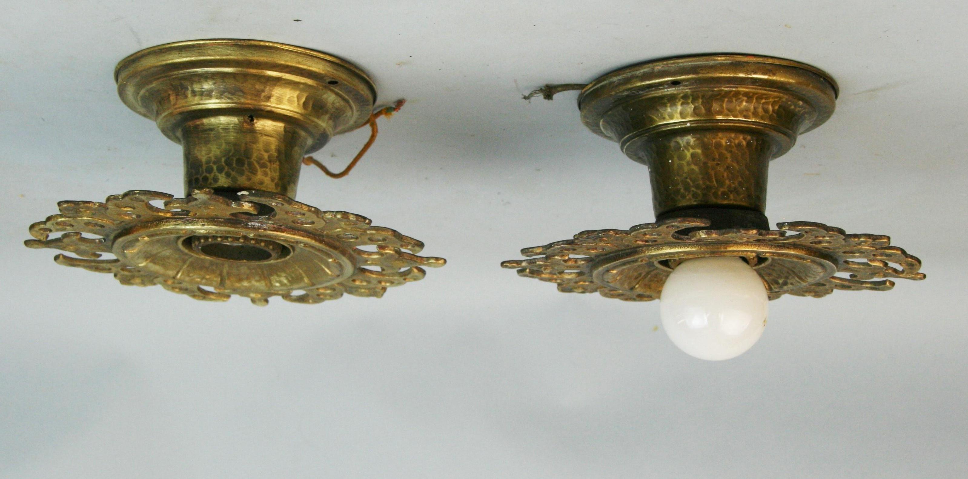 Antique Pair  Italian Gilt  Sunburst Ceiling Lights/Sconces  (4pair Available) For Sale 2