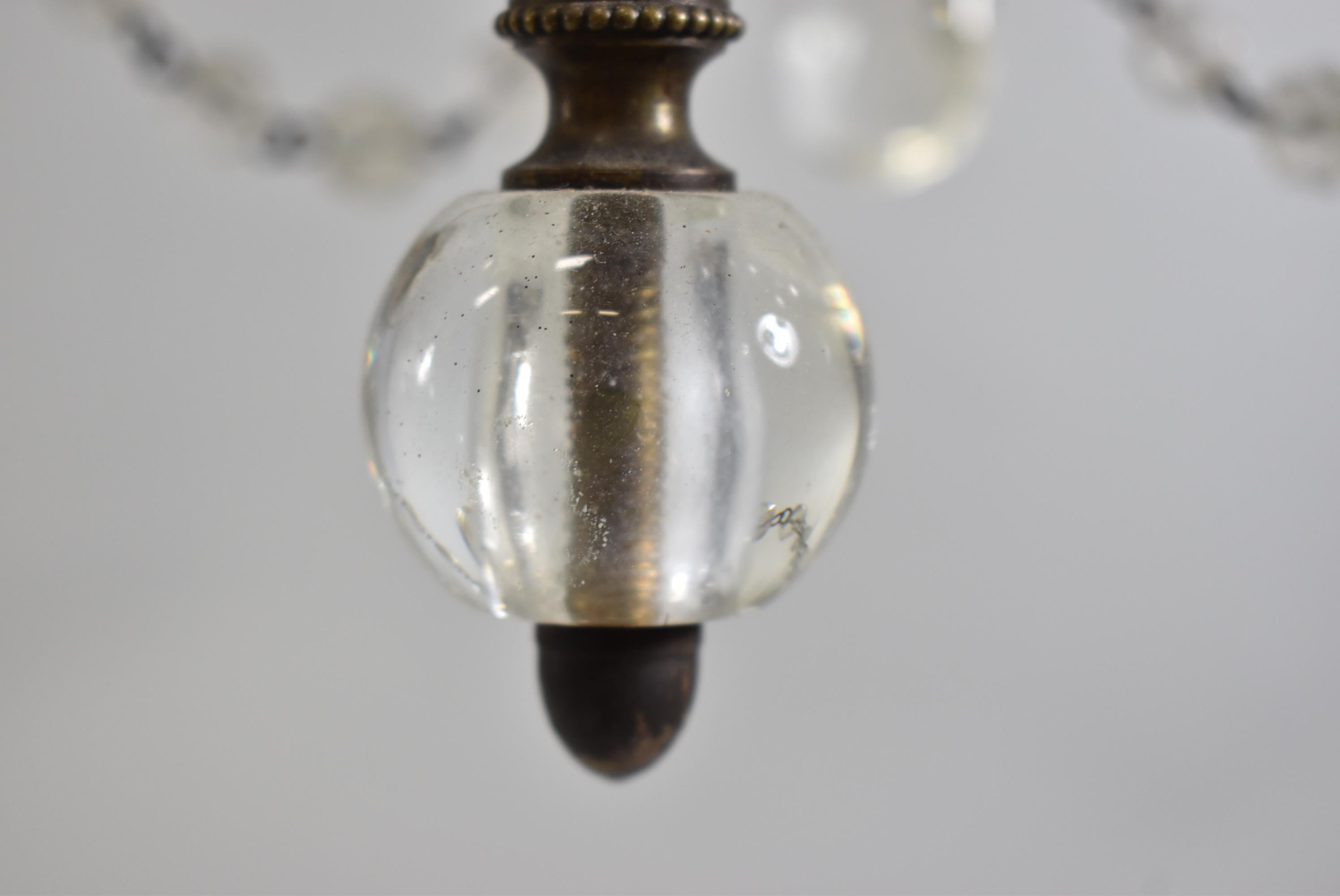 Antique Pair Hand Blown Glass Four Tier Chandeliers For Sale 2