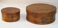 Pareja de Antiguas Cajas de Madera Hand Made para Sombreros/Almacenar