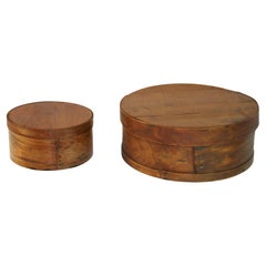 Antique Pair Hand Made Wood Hat/Storage Boxes