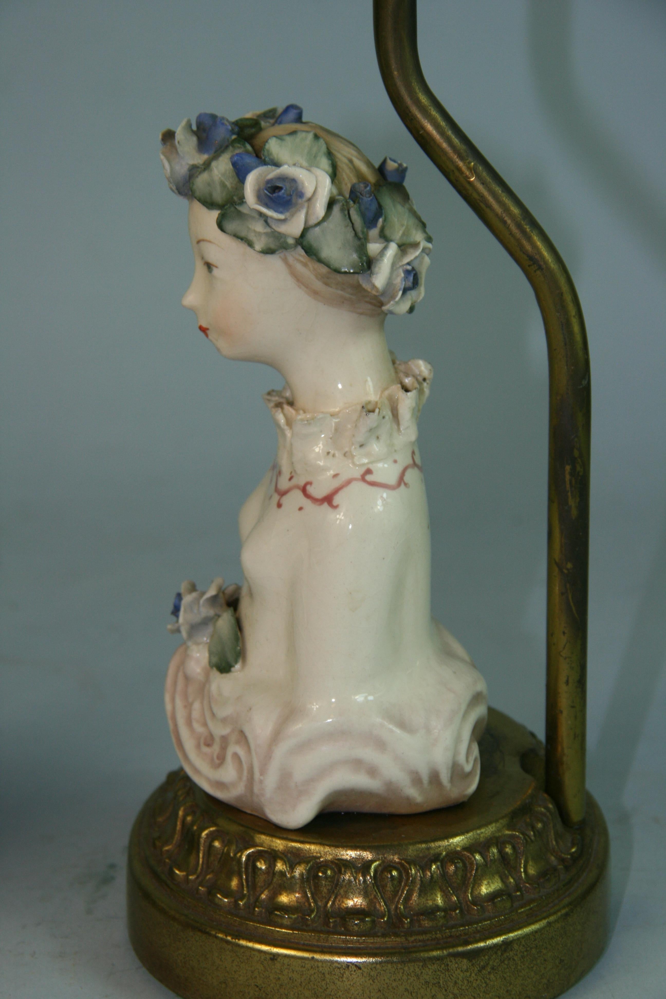 Antique Pair Hand Painted English Porcelain Figural Lamps For Sale 6