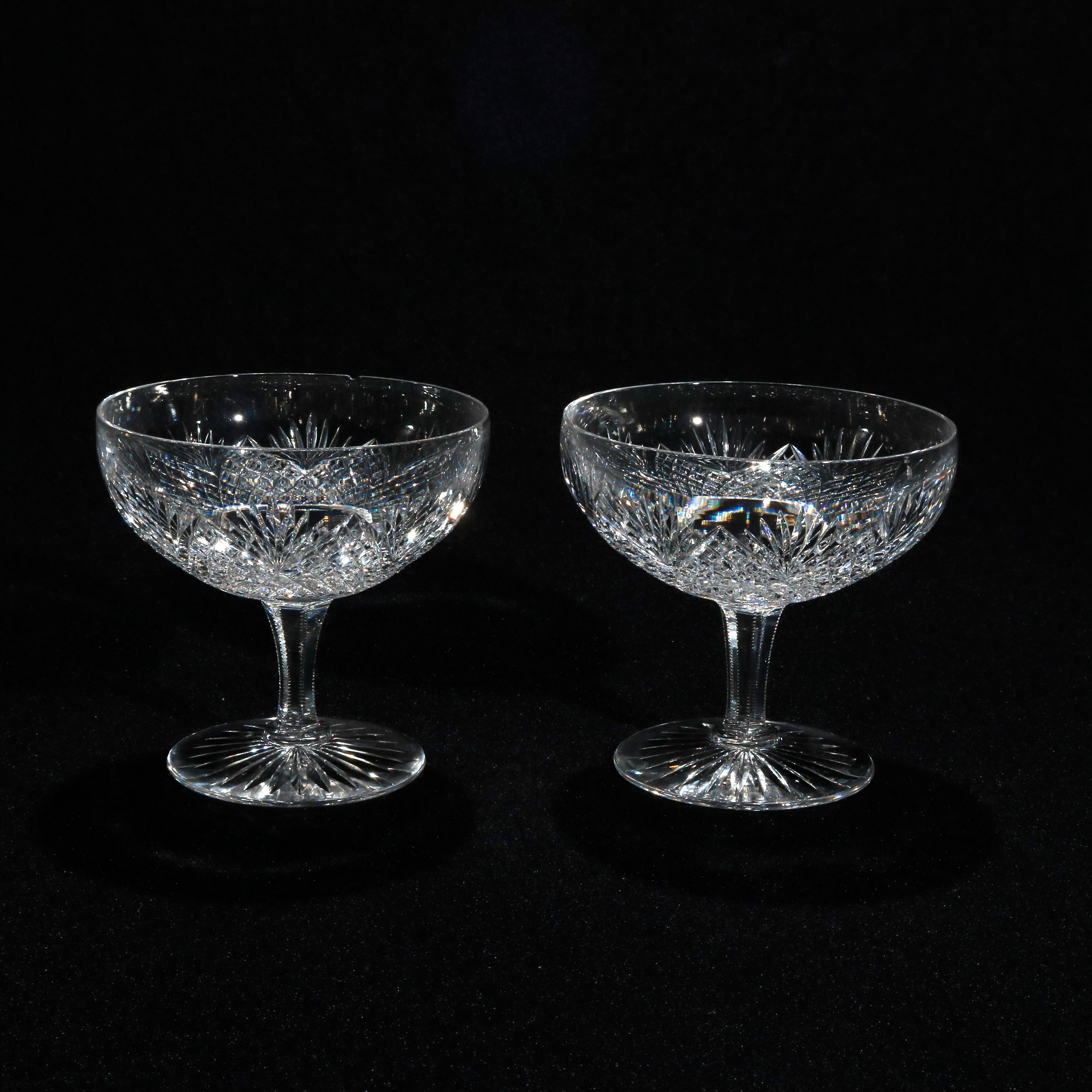 Pair of Hawkes American Brilliant Cut Glass Dessert Compotes, 20th Century In Good Condition In Big Flats, NY