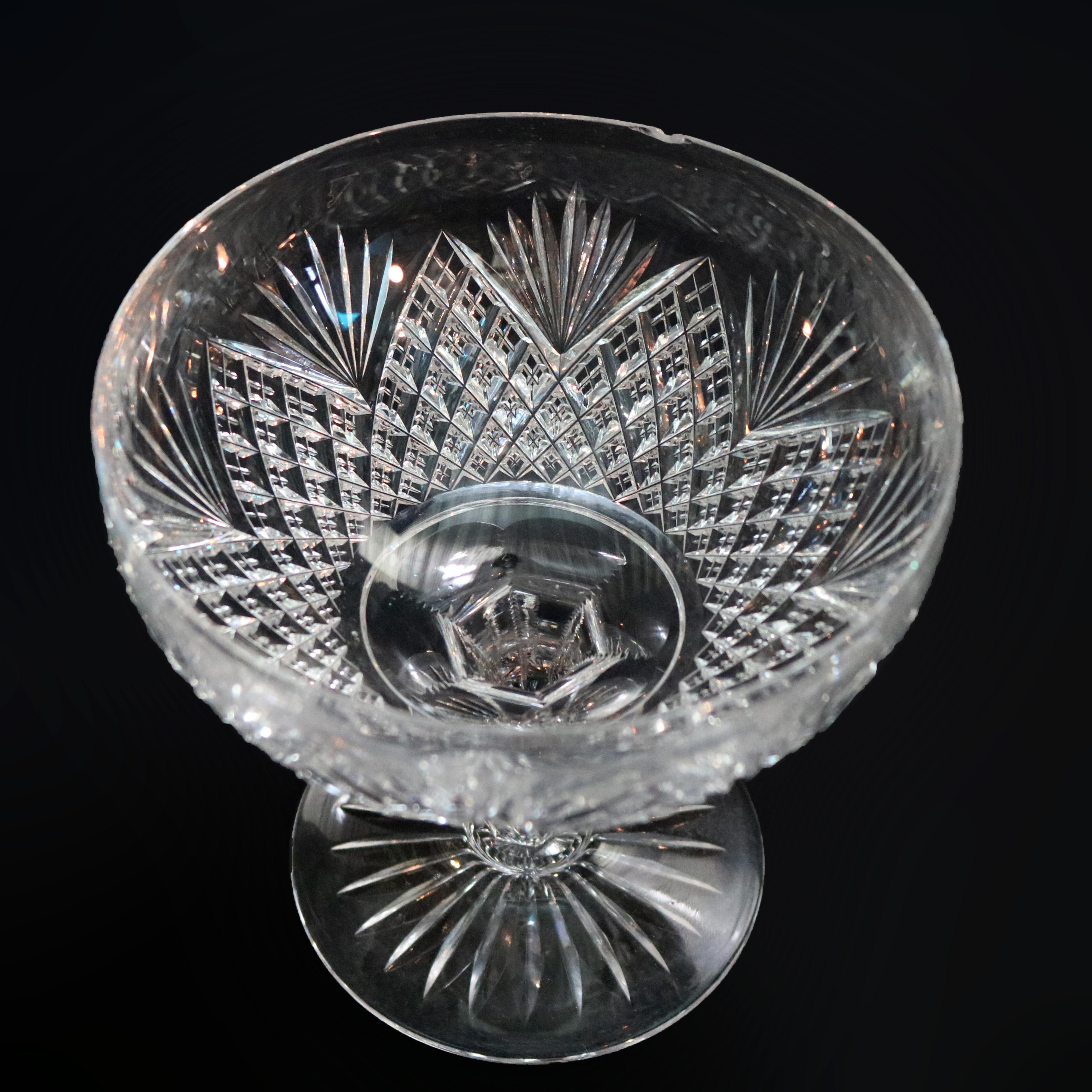 Pair of Hawkes American Brilliant Cut Glass Dessert Compotes, 20th Century 1