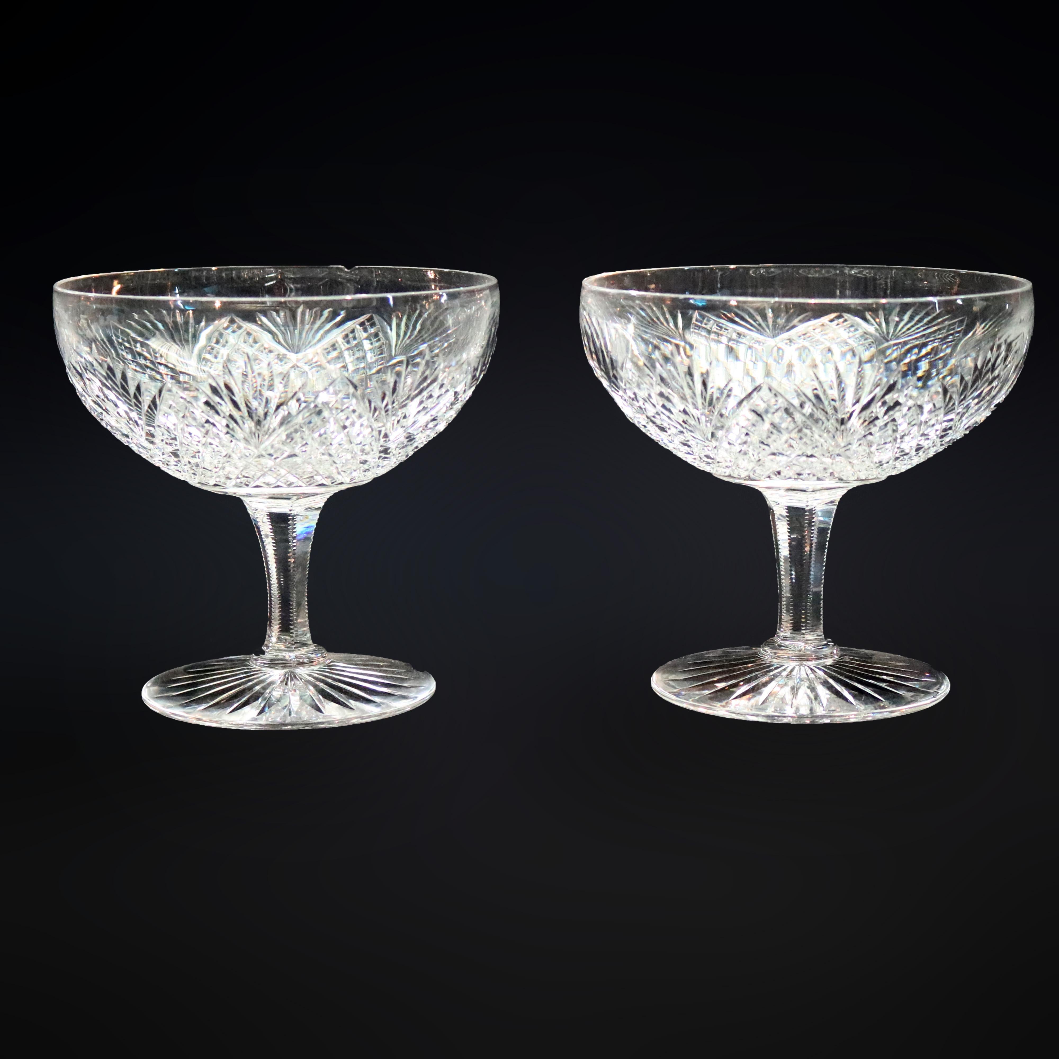 Pair of Hawkes American Brilliant Cut Glass Dessert Compotes, 20th Century 2