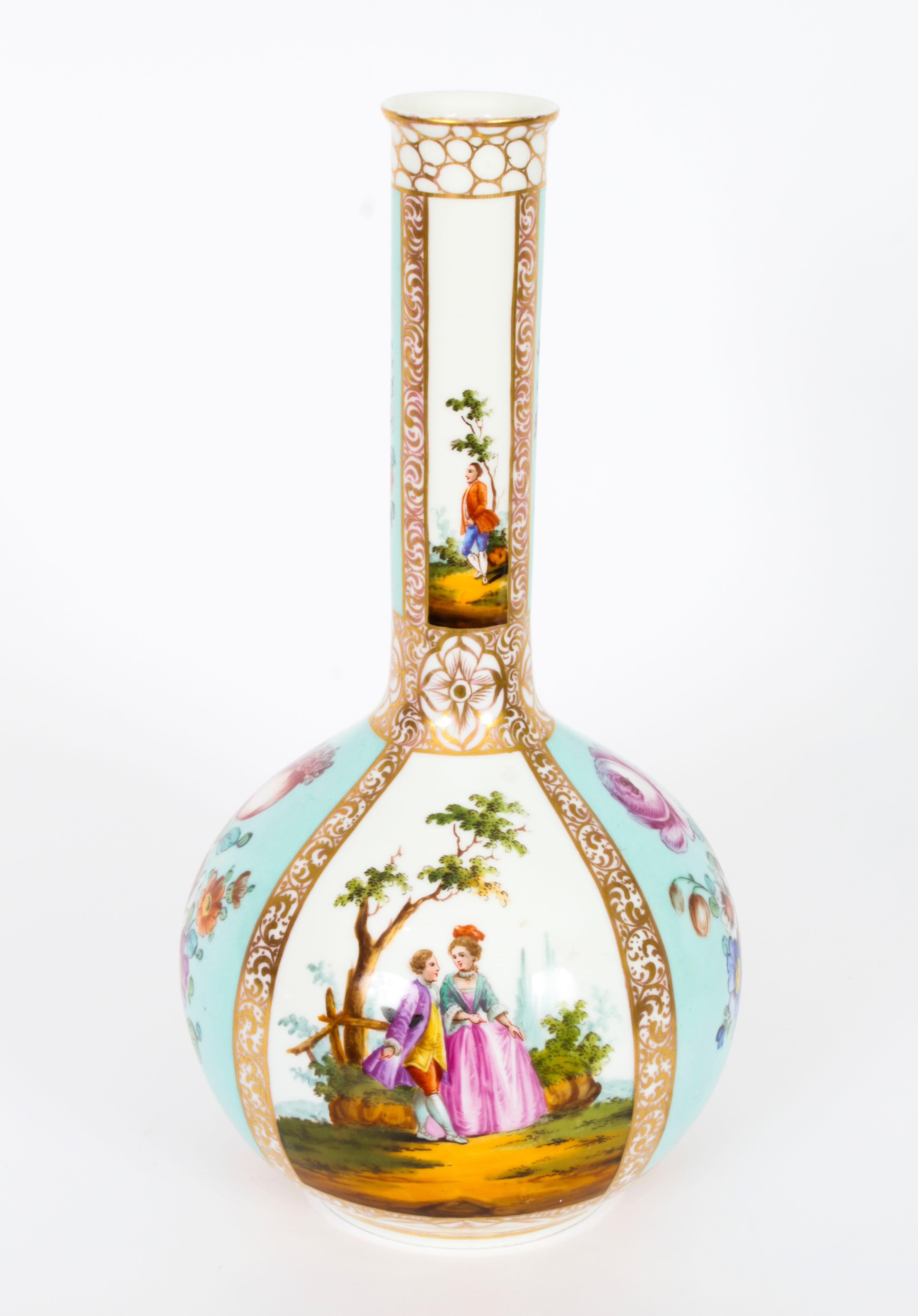 Antique Pair Helena Wolfsohn Dresden Porcelain Vases Provenance, 19th C For Sale 3
