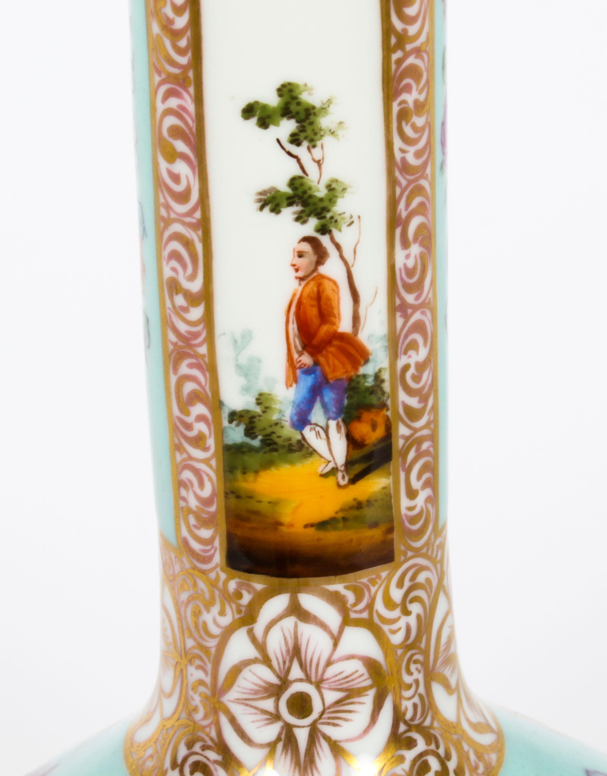 Antique Pair Helena Wolfsohn Dresden Porcelain Vases Provenance, 19th C For Sale 4