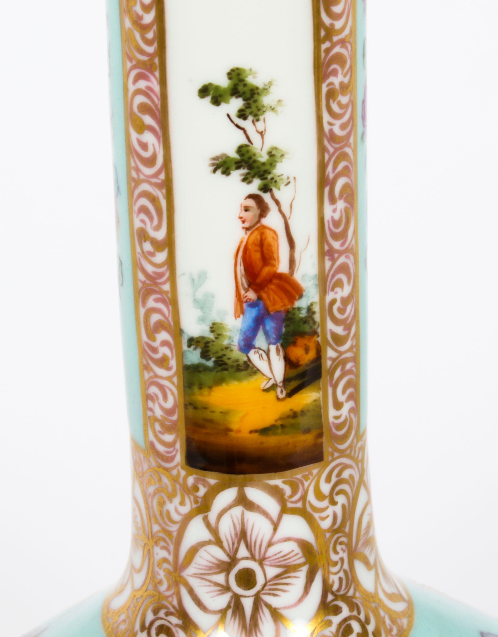 Antique Pair Helena Wolfsohn Dresden Porcelain Vases Provenance, 19th C 4