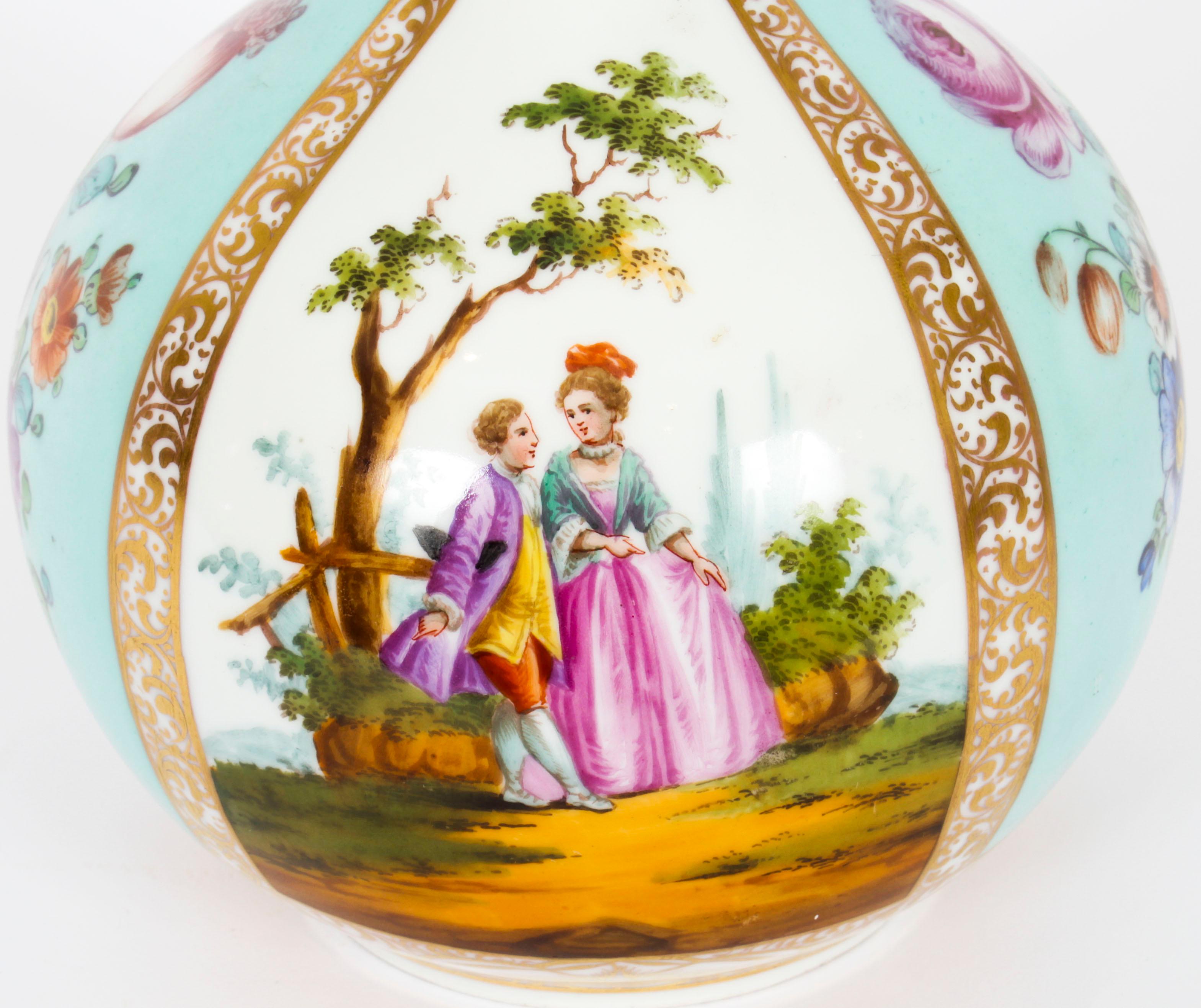 Antique Pair Helena Wolfsohn Dresden Porcelain Vases Provenance, 19th C 5