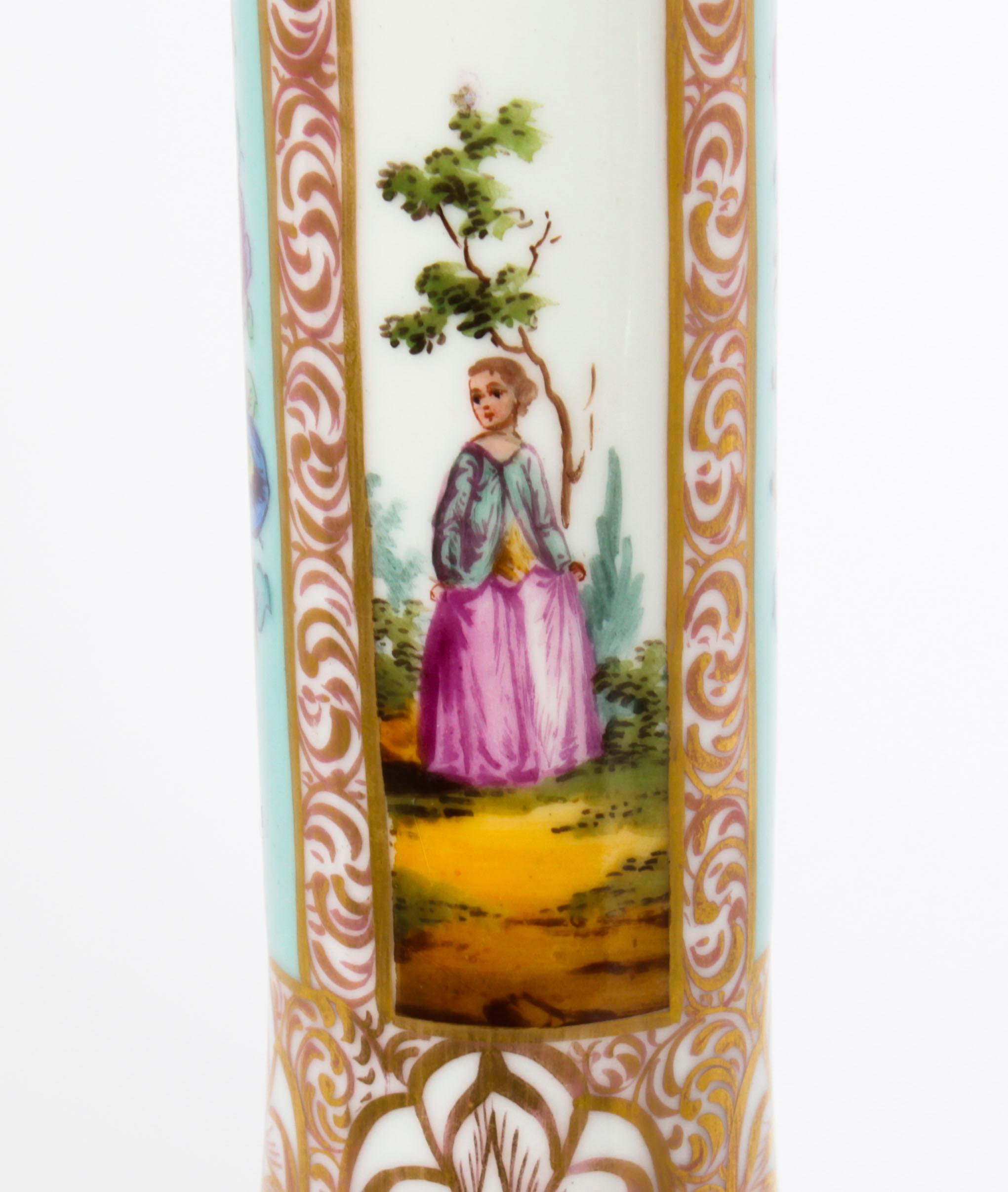Antique Pair Helena Wolfsohn Dresden Porcelain Vases Provenance, 19th C For Sale 8