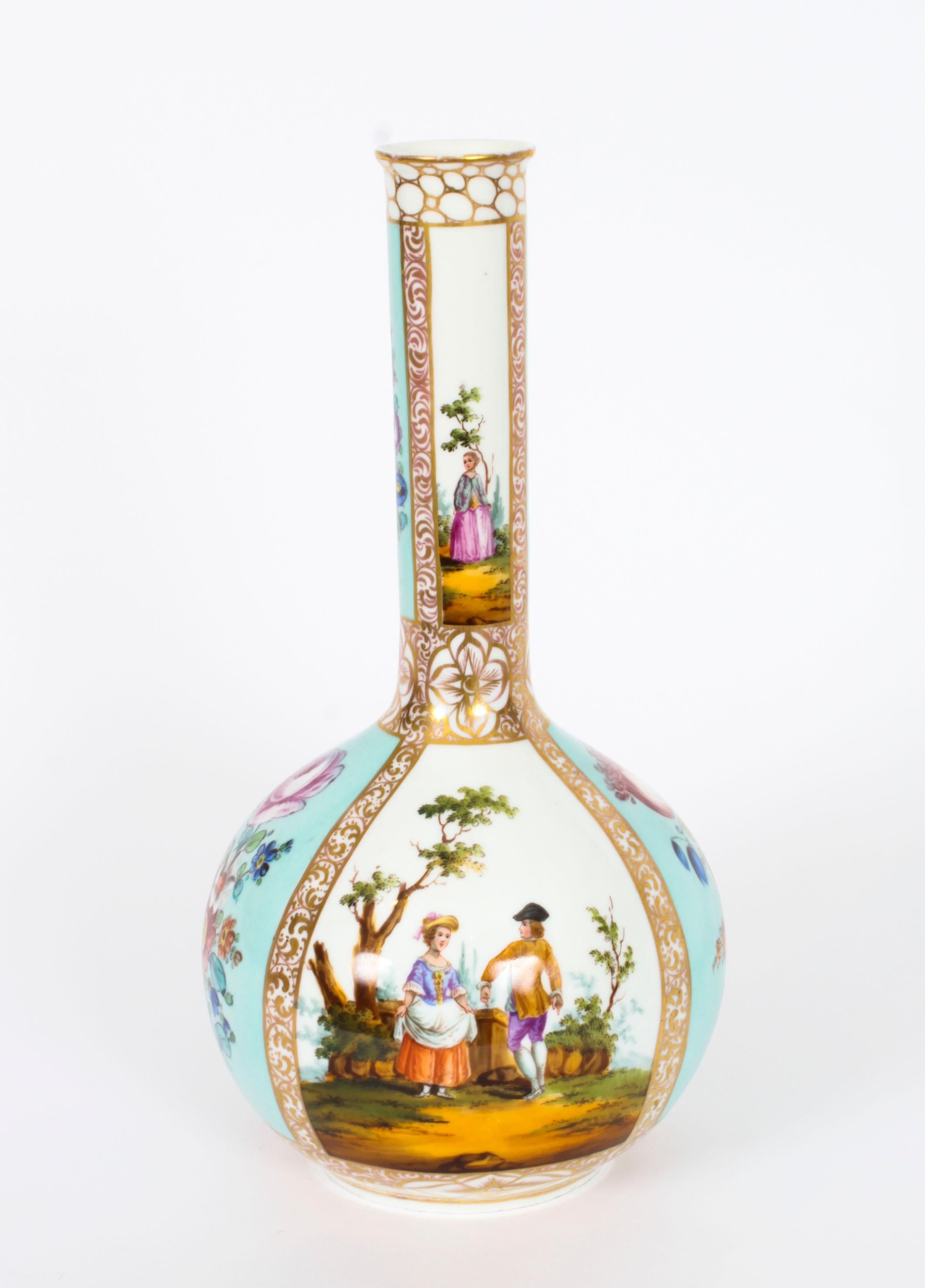 Antique Pair Helena Wolfsohn Dresden Porcelain Vases Provenance, 19th C 11