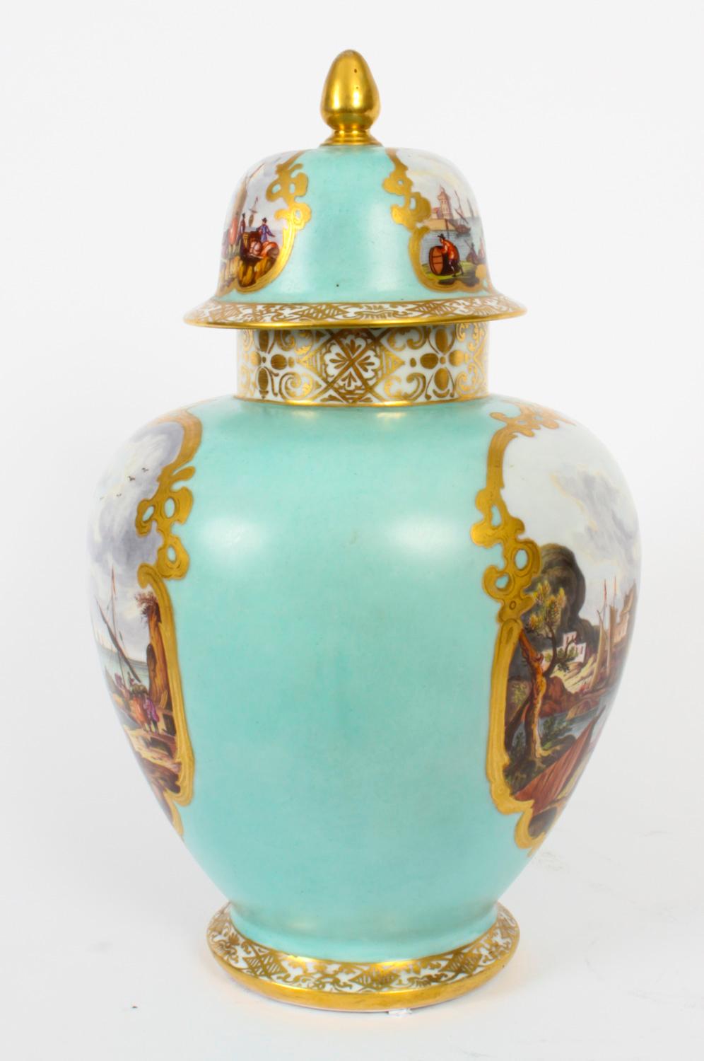 Antique Pair Helena Wolfsohn Dresden Porcelain Vases Provenance 19th Century 2